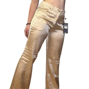 Platini Y2K Champagne Gold Flared Pants ‘Cougar’ Style New With Tags Size 32”